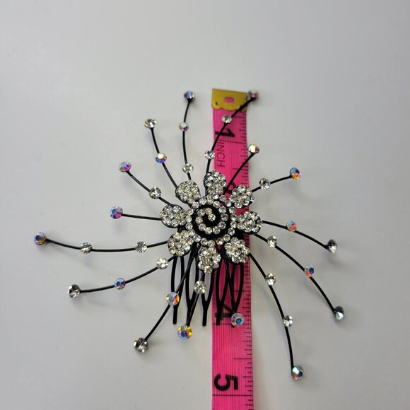 Bride Wedding Hair Pins Black Crystal Hairpins Bridal Hair Accessories Jewelry - Picture 4 of 9